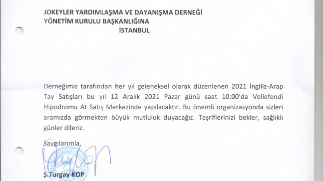 TYAYSD TAY SATIŞLARI…