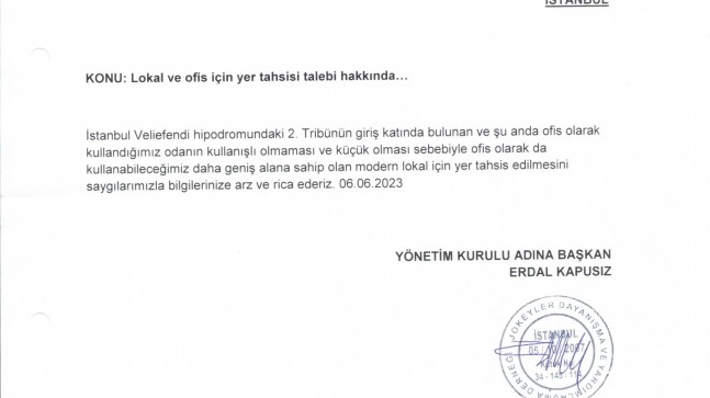 Lokal ve ofis için yer tahsisi talebi hakkında…