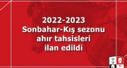 2022-2023 Sonbahar-Kış sezonu ahır tahsisleri ilan edildi